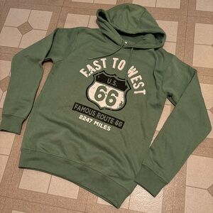 NEW Men's Green Route 66 Graphic Hoodie Sweatshirt